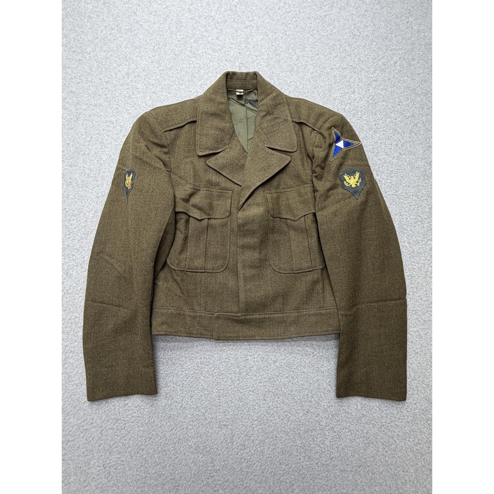 Vintage WWII US Army Ike Jacket Mens 36R Wool III Corps Patches Eisenhower